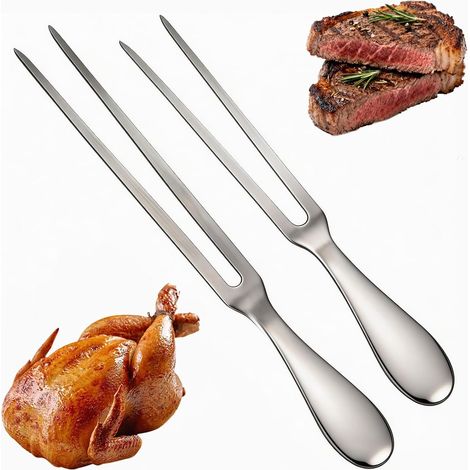 2 Pièces Fourchette a Viande, Fourchette Barbecue, Fourchette à Découper, 28 Cm Et 26,5 Cm, Acier Inoxydable,Convient Pour Barbecue, Steak (1/4)
