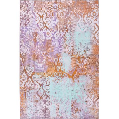 Alfombra tejida a mano estilo boho oriental estampado llamativo 200 x 300 cm multicolor Zenvira