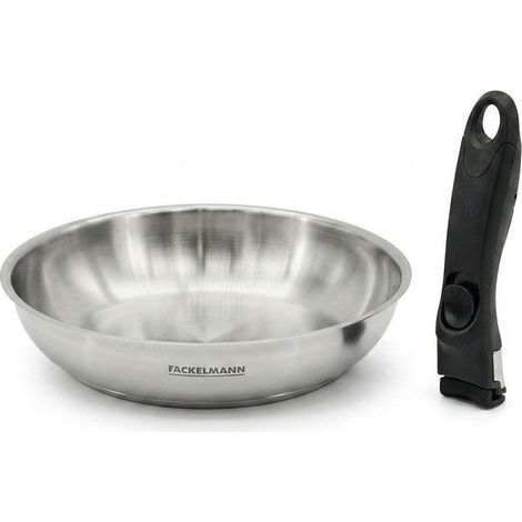 Lot de 1 poêle 24 cm en inox et 1 manche amovible Fackelmann InoGrip (1/5)
