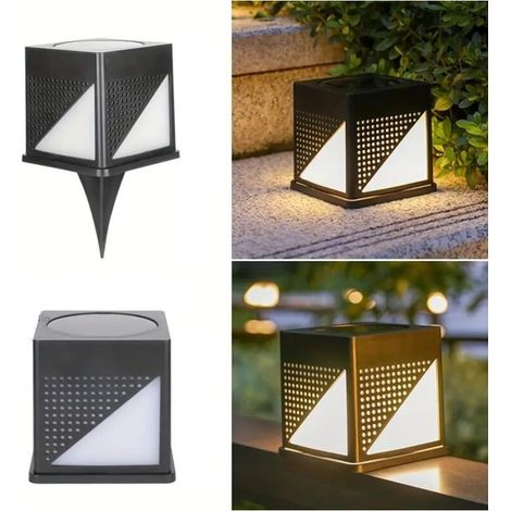 Solar-Säulenstrahler, Solar-Gartenleuchte, wasserdichte LED-Außenleuchte für Hof, Villa, Wand, Türrahmen, Türpfostenstrahler - Crezuo