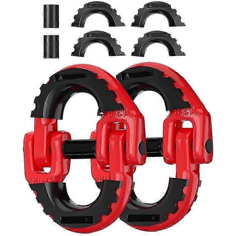 Connecteur de chaîne de sécurité, anneau de connexion à verrouillage par marteau pour crochet de remorque de 12 pouces, paquet de 2, connecteur de chaîne de remorque en acier allié G80, noir et rouge. (1/5)