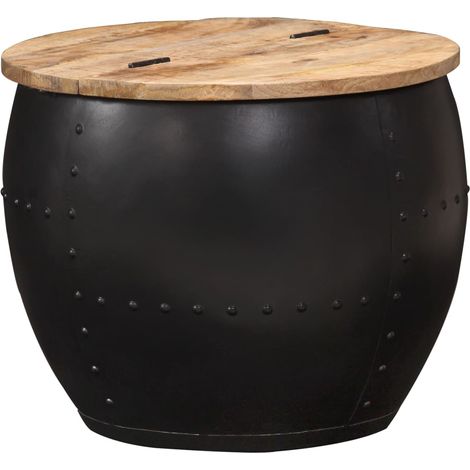 Vidaxl – Table basse ronde 53 cm en bois de manguier massif – Hauteur 43 cm – Fait main – Surface polie et laquée – Style rétro (1/5)