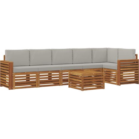 Ensemble de canapés d'extérieur 7 pc Gris Naturel et Clair vidaXL (1/5)