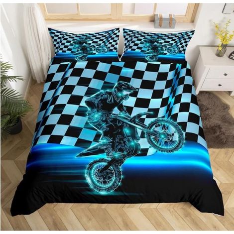 Courses Motocross Cavalier Parure de Lit 90x190 cm Motocross Housse de Couette pour Enfant GarçOn Fille Moto Cross Extrême - 0V9 (1/3)