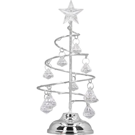 Lámpara LED para árbol de Navidad Eosnow, pequeña lámpara decorativa de cristal de hierro, luz nocturna, adorno de regalo, luz blanca plateada (1/4)