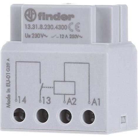 Finder – Relais à encastrer monostable 1 NO 230 Vac 12 A – Boîtier de commutation – Tension de commutation 400V c.a. – SKU 133182304300 (1/5)