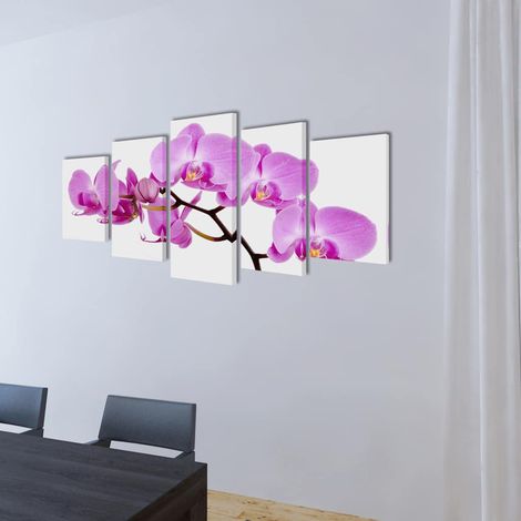vidaXL Set decorativo de lienzos para la pared modelo orquídea, 200 x 100 cm (1/2)