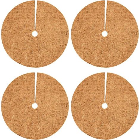 Lot de 4 coques de protection en noix de coco de 20 cm pour pots de fleurs, tapis de protection contre les mauvaises herbes, plantes d'hiver en plein air (1/4)