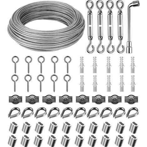 Corde Cable Acier Inoxydable de 35 m - Tendeur de câble en acier inoxydable 304 - Avec œillets (1/5)