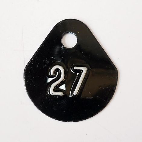 Chiffre goutte d'eau fond noir (à l'unité) estampé "27" en relief blanc hauteur d'écriture 11mm DERANCOURT