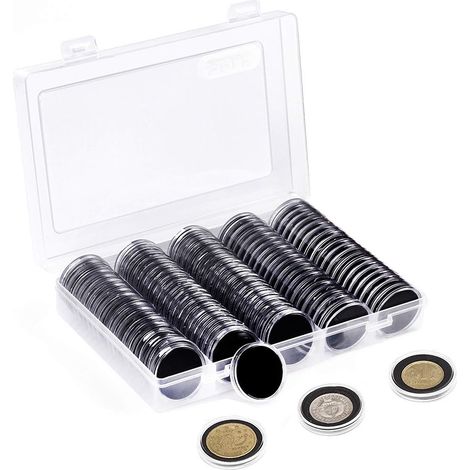 Lot de 100 capsules pour pièces de monnaie de 30 mm, Noonedibs, avec mousse de protection en 5 tailles (17/20/25/27/30 mm)