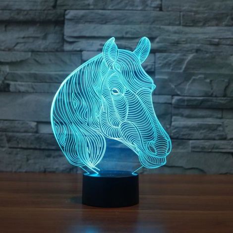 Cheval 3D Lampe de table en acrylique touch 7-color décor xmas cateau (SANS batterie) (1/2)