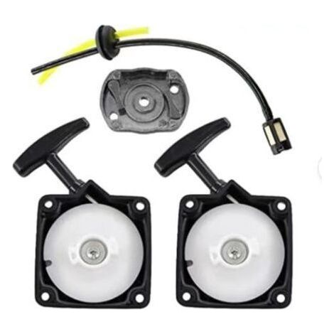 Ensemble de démarrage en 2 parties + plaque de lanceur + conduite de carburant compatible avec les débroussailleuses Red Fox Tarus Fuxtec Timbertech BC52 et BC520 (1/4)