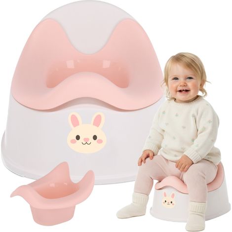 Kindertöpfchen, rutschfest, mit herausnehmbarem Einsatz, Stallaufkleber, Hase, weiß, rosa, Sun Baby