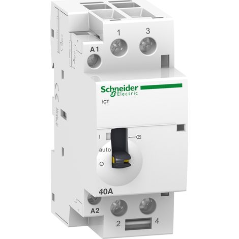 Acti9, iCT contacteur à commande manuelle 40A 2NO 24VCA 50Hz - A9C21142 (1/2)