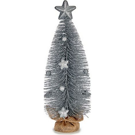 Árbol de Navidad - 13 x 41 x 13 cm - Estrella plateada - Blanco - Decoración interior