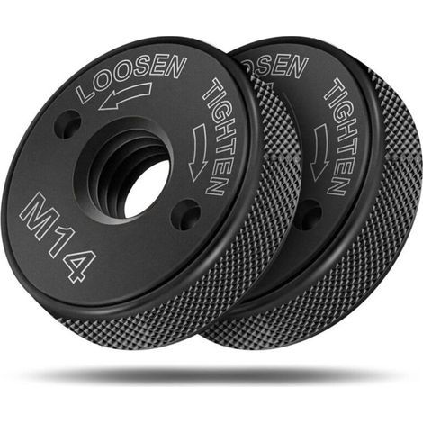 Ecrou à dégagement rapide M14, pour toutes les meuleuses d'angle d'AEG, Black & Decker, Dewalt, Flex, Hitachi, Metabo, Makita etc. (2x écrou de serrage), noir (1/3)