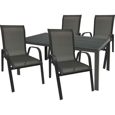 Gartengarnitur 5-teilig 180x90cm Anthrazit/Schwarz Non-Wood-M691854+4xMMC330866GS (1/4)