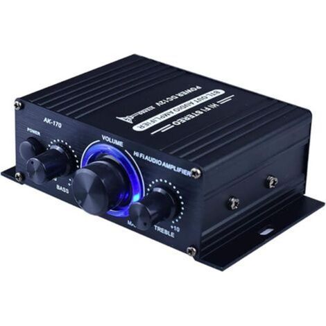 Mini amplificateur de puissance audio HiFi 12 V CC - Récepteur audio stéréo portable à double canal - Noir (1/5)