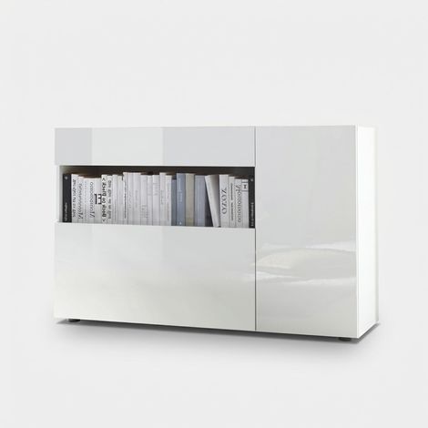 Moderner Wohnzimmer-Buffetschrank Oxford mit Schublade und Tür - Weiß