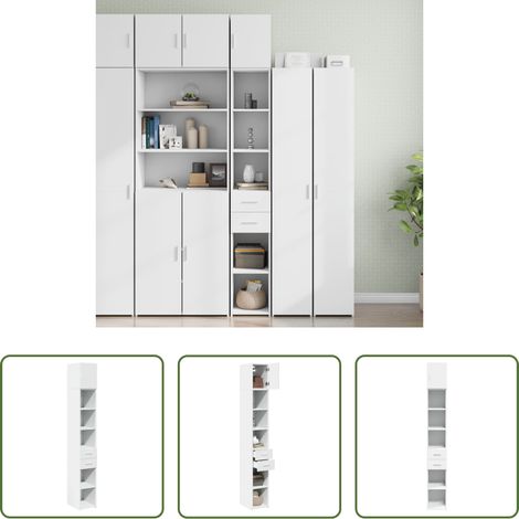 Schrank - Hochschrank Schmal Weiß 30x42,5x225 cm Holzwerkstoff (1/5)