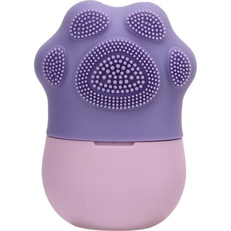 Moule à glaçons en silicone violet patte de chat avec peigne, porte-rouleau à glace froid réutilisable pour soins du visage DIY beauté. (1/5)