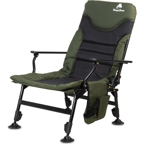 CampFeuer Silla de Pesca Plegable Negra/Verde Oliva (1/5)