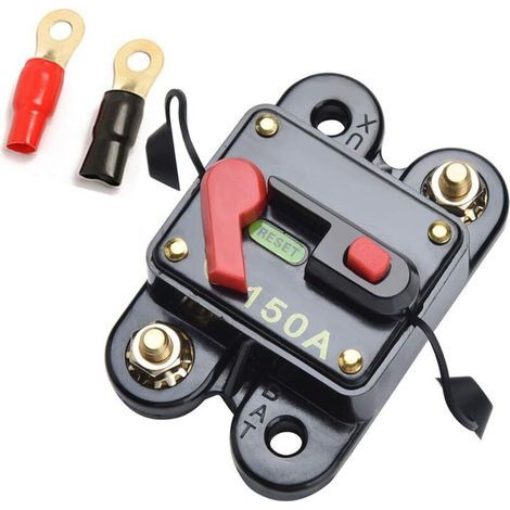 12V-24V 150A DC Auto Fusible Interrupteur Disjoncteur Réinitialiser Fusible Voiture Marine Vélo Stéréo Audio (150A) Sans Bornes (1/4)