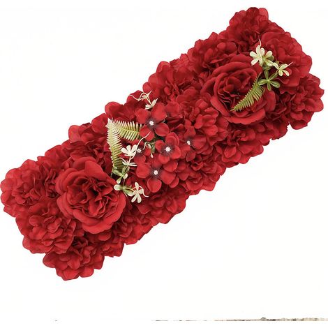Arche de mariage fleurie, panneau de fleurs artificielles rouge pour la décoration de fond de cérémonie, réception et fête (1/2)