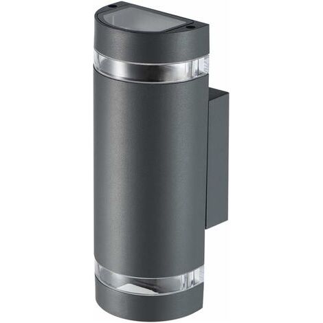 Aplique de pared exterior, máx. 35 W, casquillo GU10, aluminio, iluminación hacia arriba/abajo, resistente al agua IP44, gris antracita. (1/4)