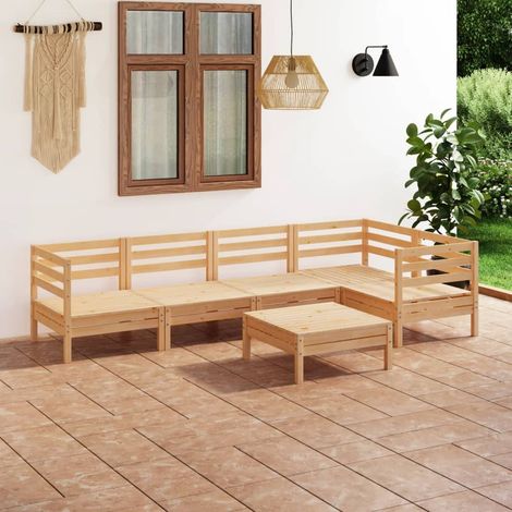 Salon de jardin 6 pcs Ensemble Table et Chaise de Jardin - Bois de pin massif BV275799 - BonneVie (1/5)