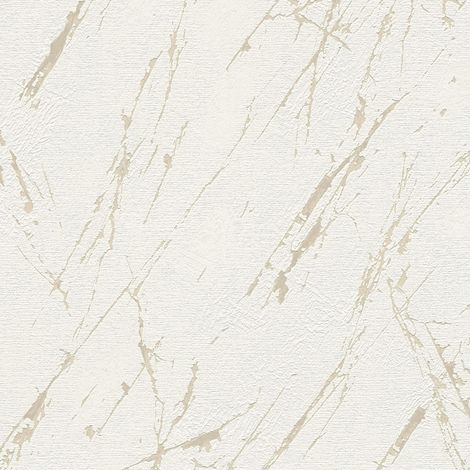 Stein Kacheln Tapete Profhome 393363 Vliestapete strukturiert in Marmoroptik glänzend weiß creme-weiß elfenbein perl-gold 5,33 m2