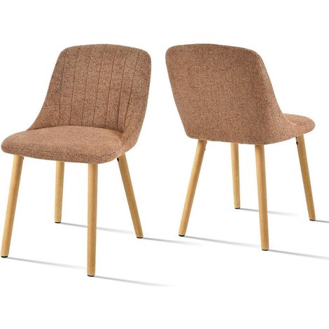 Esszimmerstühle 2er Set Braun-meliert mit Holzbeinen, Polsterstuhl für Küche & Wohnzimmer (1/5)