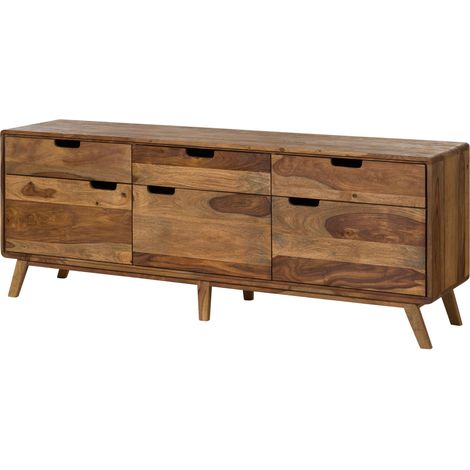 Sideboard Sheesham Massivholz natur sandgestrahlt 180x40x65 (BxTxH) MALMÖ 2 231 Massivmoebel24 (1/5)
