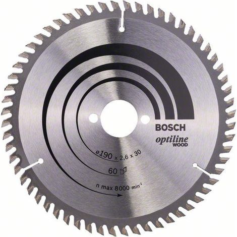 Bosch PRO Wood Kreissägeblatt, 190 x 2,6 x 30 mm, T60
