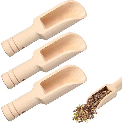 Set mit 3 Mini-Holzlöffeln für Badesalz, Honig, Gewürze, Zucker, Eiscreme und ätherische Pulver (1/5)