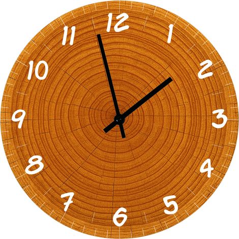 Horloge en verre tranche de bois 29 cm (1/2)