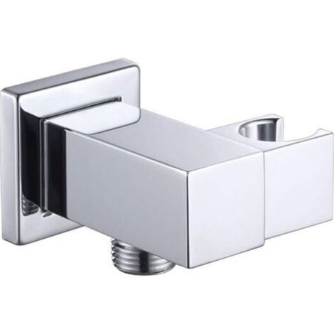 Support de pommeau de douche Support de pommeau de douche en laiton carré argent (1/5)