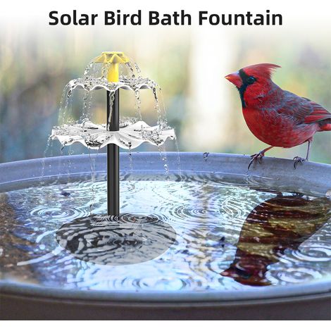 Ortviai Pompe à fontaine solaire 6 W pour bassin d'oiseaux – BSV-SP006A, 9 buses, étanche IP68, 200 L/h, noir