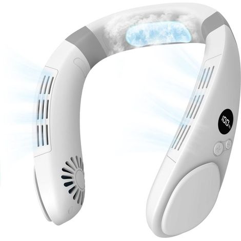 Ventilateur de cou 4400 mAh avec coussinet rafraîchissant, compresse froide, climatiseur portable silencieux sans pales, rechargeable, accessoires de vacances-AquaForge (1/5)