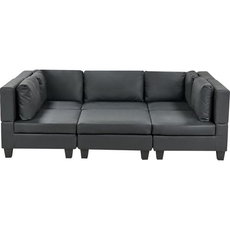 U-förmiges Modulsofa 5-Sitzer UNSTAD Kunstleder Schwarz
