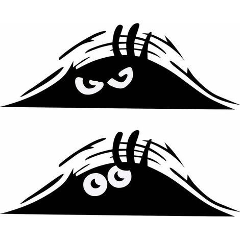 Sticker vehicule Furtivement Monstre Yeux effrayants Autocollant de Voiture furtivement Elfe décalcomanie étanche Sourire et colère Autocollants de Voiture Noir pour Pare-Chocs de fenêtre de Voiture (1/5)