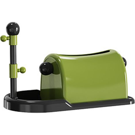 Dispensador de pañuelos multifuncional con múltiples orificios, color verde.