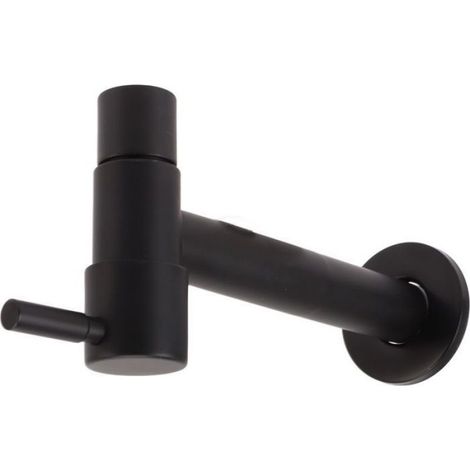 Robinet d'eau froide mural - En acier inoxydable 304 Filetage G1 2 - Pour salle de bains cuisine - Noir (1/5)