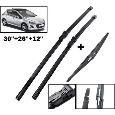 Lot de 3 pièces balais d\'essuie-glace de pare-brise pour Peugeot 308 308SW T7 30" +26" +12 (1/4)