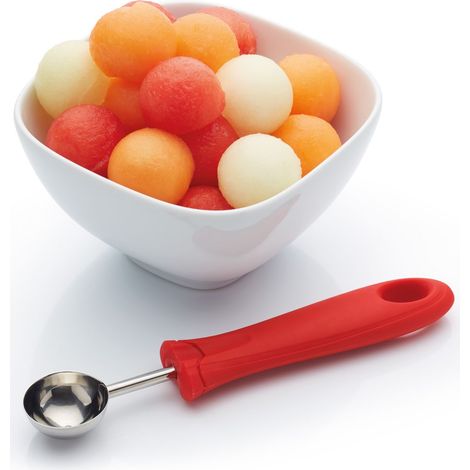 KitchenCraft Cucchiaio per melone e frutta, Healthy Eating Soft-Grip, rosso, 17 cm