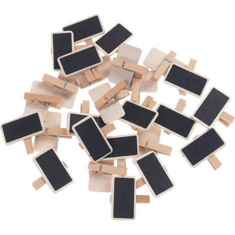 Mini Chalkboard Wooden Message Rectangle Slate 50 Pieces Clip On Memos Card Memos Board Price Place Marker Number Table Photo Tags, Wedding Decoration (1/5)
