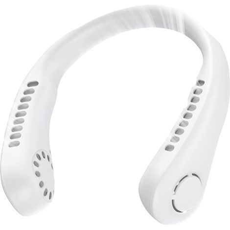 Wiederaufladbarer, tragbarer Nackenventilator, 3 Geschwindigkeitsstufen, USB-Anschluss, blattloser Ventilator, 2600-mAh-Akku, tragbarer, freihändiger Ventilator für Damen und Herren, Mini (1/5)