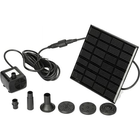 Pompe A Eau Solaire - Panneau Solaire 11x11 Cm - Pour Bassin Jardin Etan Piscine Ornementale - Kit Avec 8 Embouts - 1 Unite (1/5)