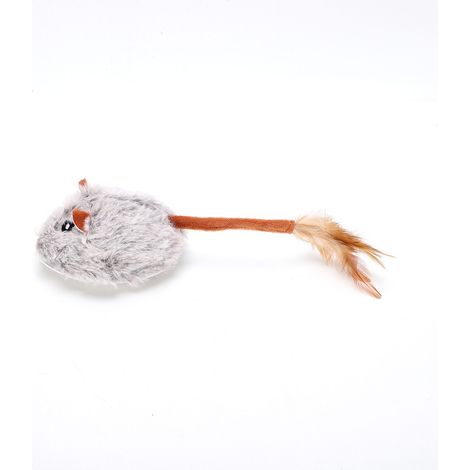 Souris Électrique Interactive pour Chat avec Son Couineur, Jouet Automatique Rechargeable 300mAh à Queue en Plumes, Mode Silencieux ou Sonore, Matériaux Sûrs pour Chats et Chiens, Jeu d'Exercice Intér (1/4)